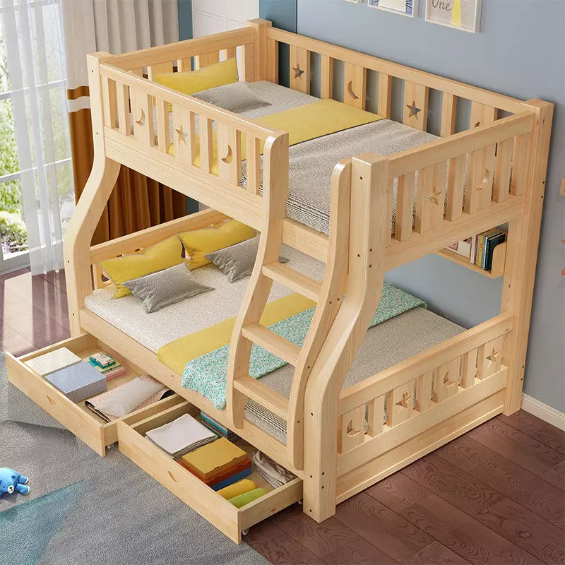 Modern Widen Keel Kids' Bunk Beds with Drawer