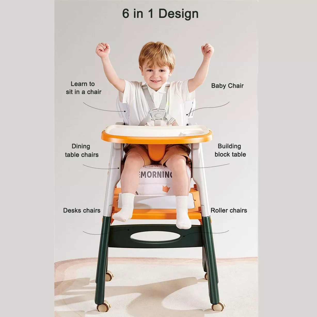 Top Quality High Chair 6 in 1 Baby Feeding Chair Clafbebe