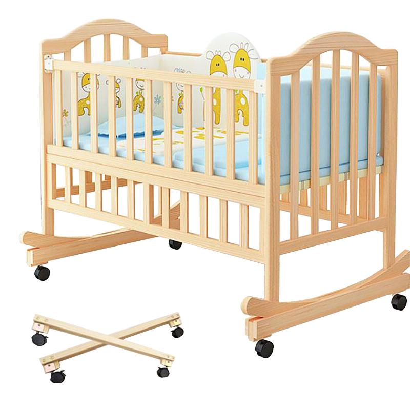Secure Natural Wood Crib with Wheels