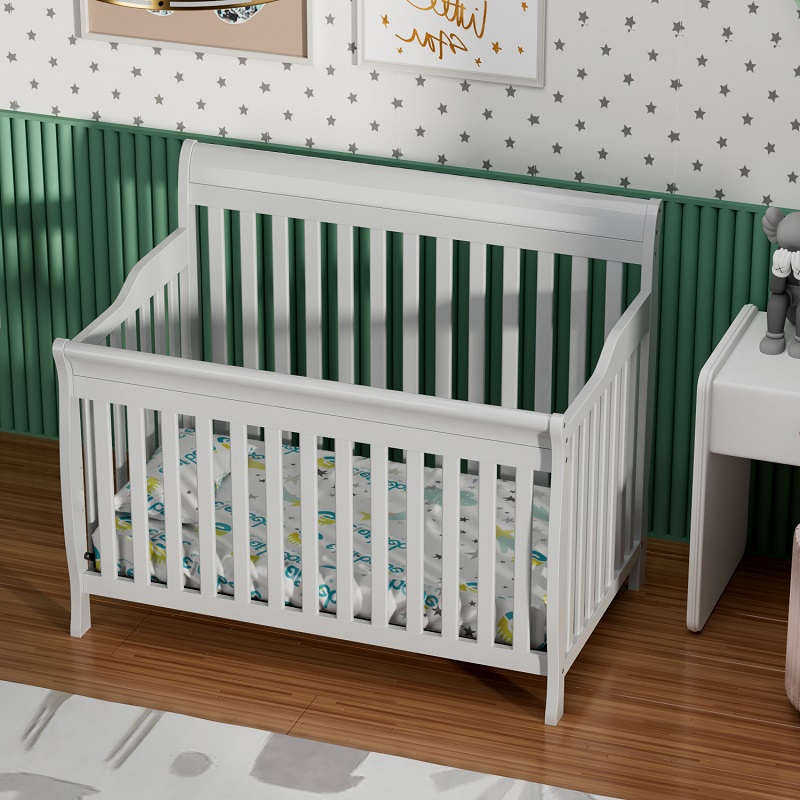American Style Wooden White Crib for Babies-3s