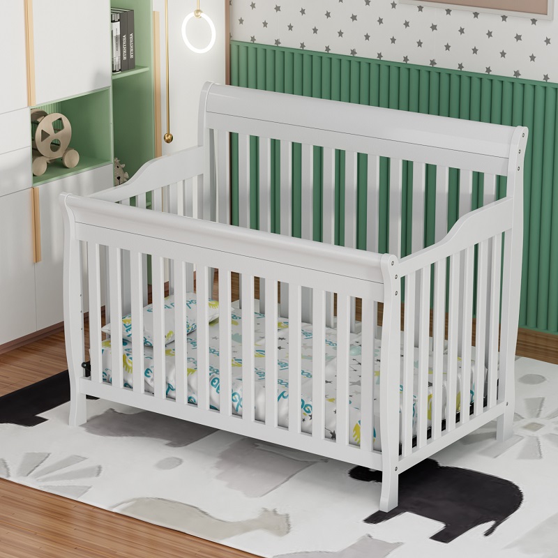 American Style Wooden White Crib for Babies-8s