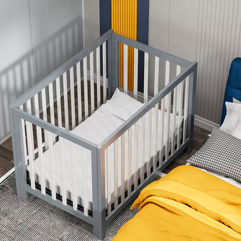 Foldable Convertible Gray Crib