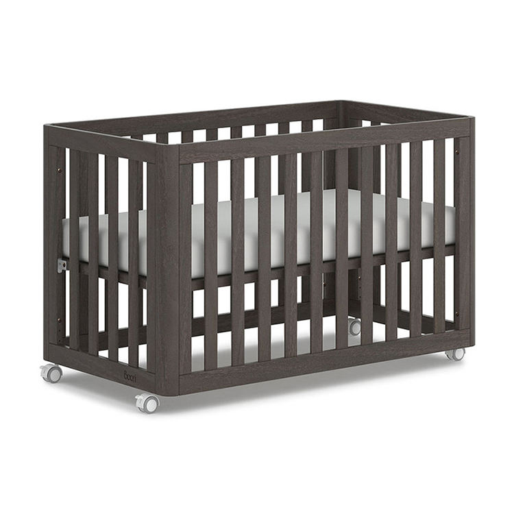 Adjustable Natural Wood Crib with Wheels