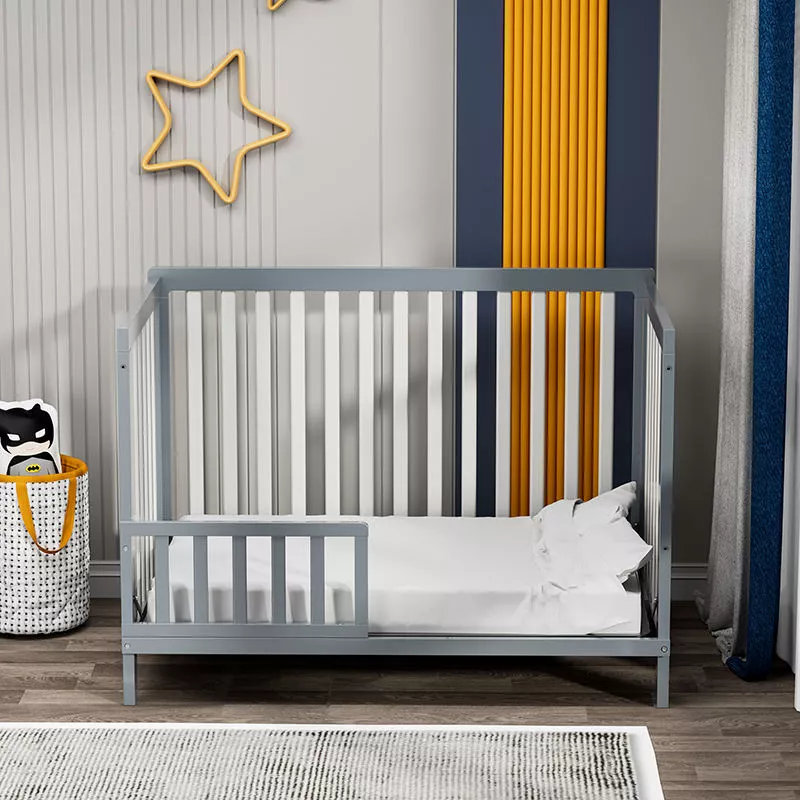 Foldable Convertible Gray Crib