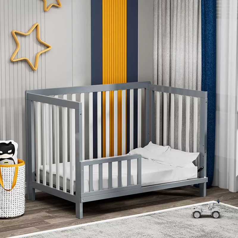 Foldable Convertible Gray Crib