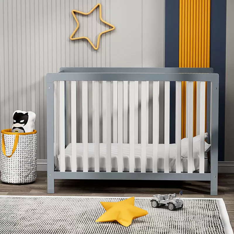 Foldable Convertible Gray Crib