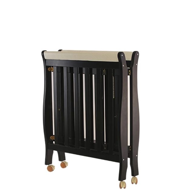 Modern Foldable Black Crib with Wheels