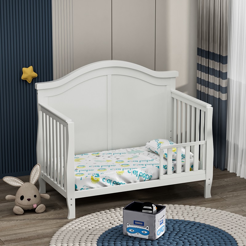 Modern White Baby Convertible Crib 3 in 1-15s