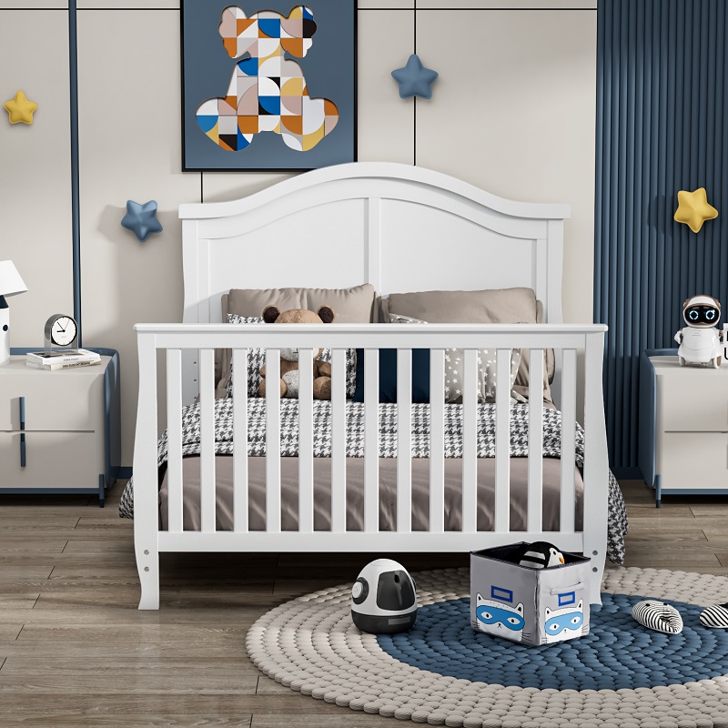 Modern White Baby Convertible Crib 3 in 1-1s