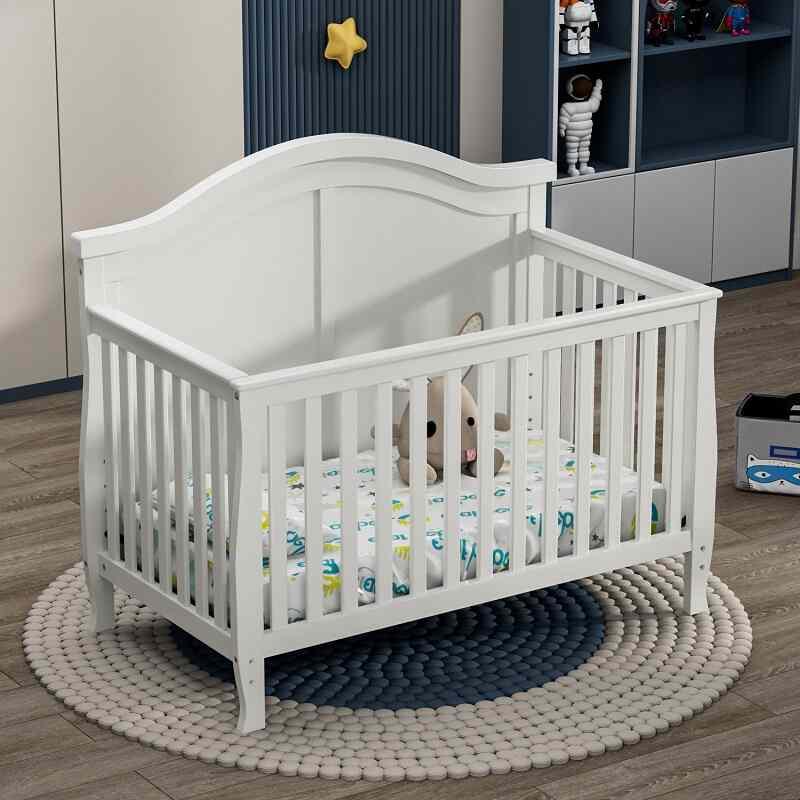 Modern White Baby Convertible Crib 3 in 1-5s