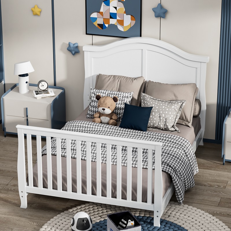 Modern White Baby Convertible Crib 3 in 1-5s