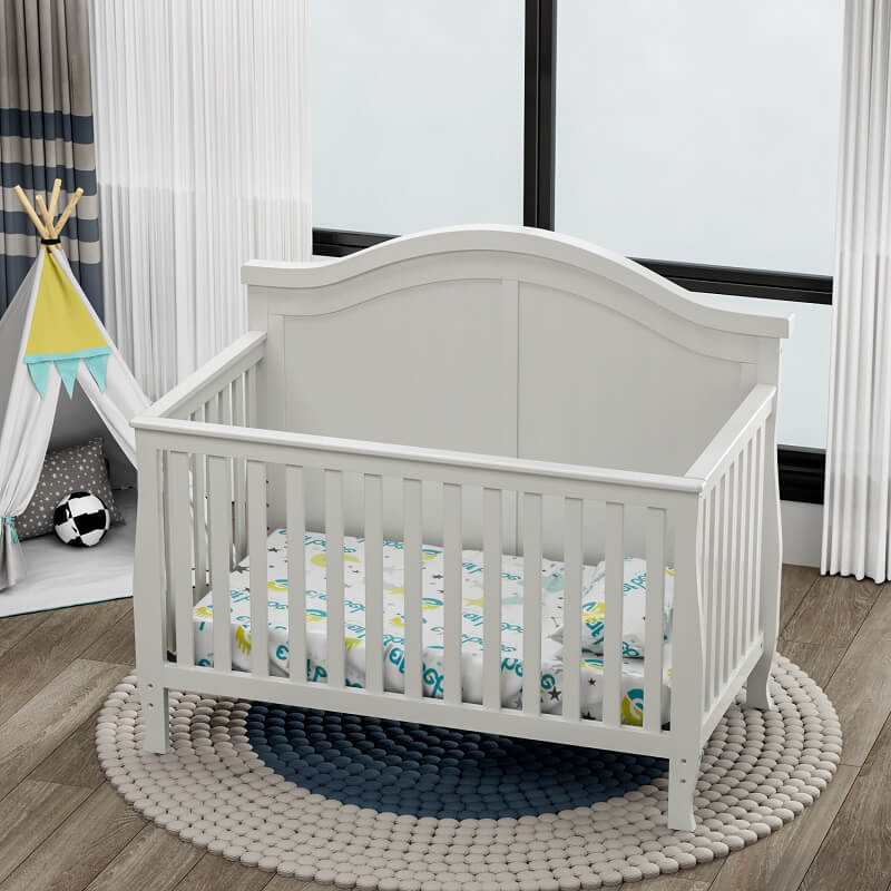 Modern White Baby Convertible Crib 3 in 1 Clafbebe