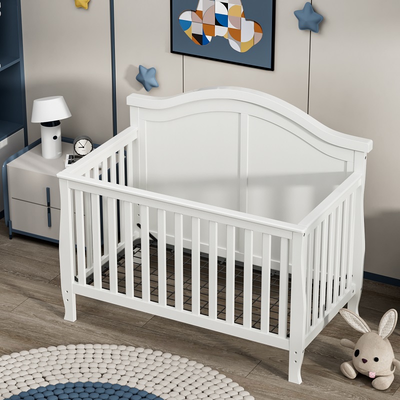 Modern White Baby Convertible Crib 3 in 1-9s