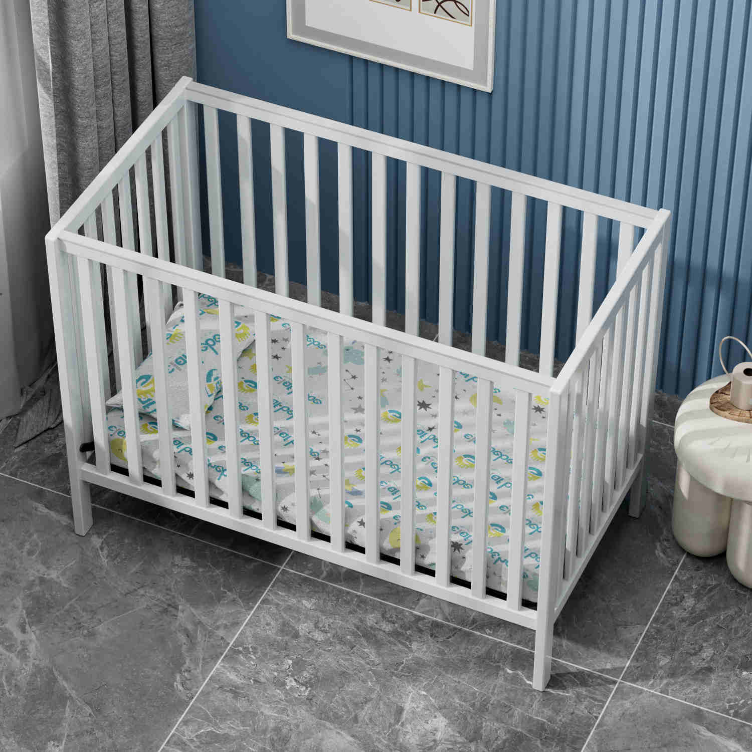 Simple White Mini Crib CR08 Craft Child