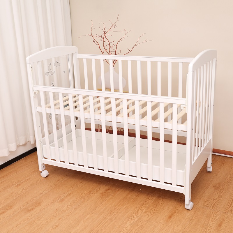 White Cot Bed with Drawer WBB839-3
