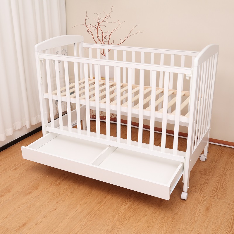 White Cot Bed with Drawer WBB839-4