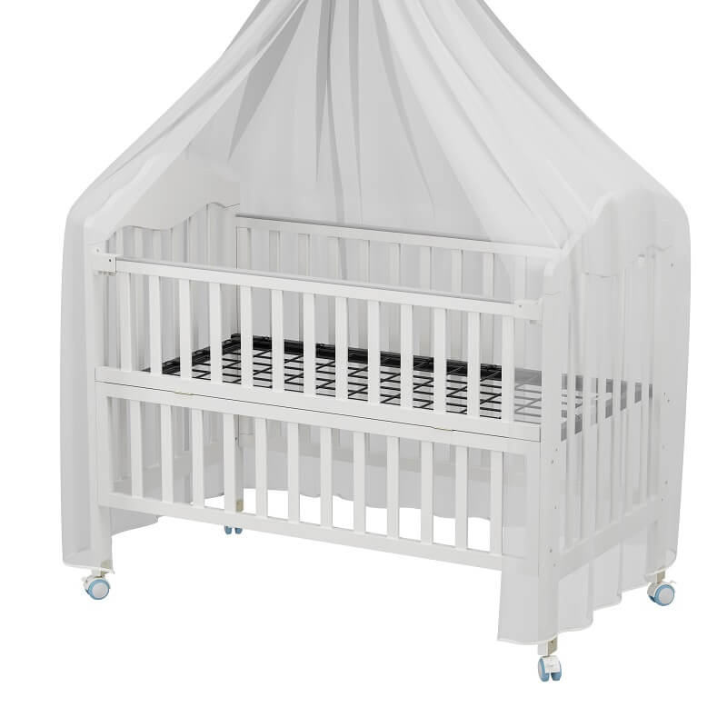 Classic White Wooden Crib with Wheels 1039-a7