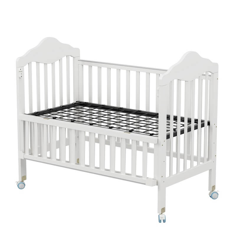 Classic White Wooden Crib with Wheels 1039-a9