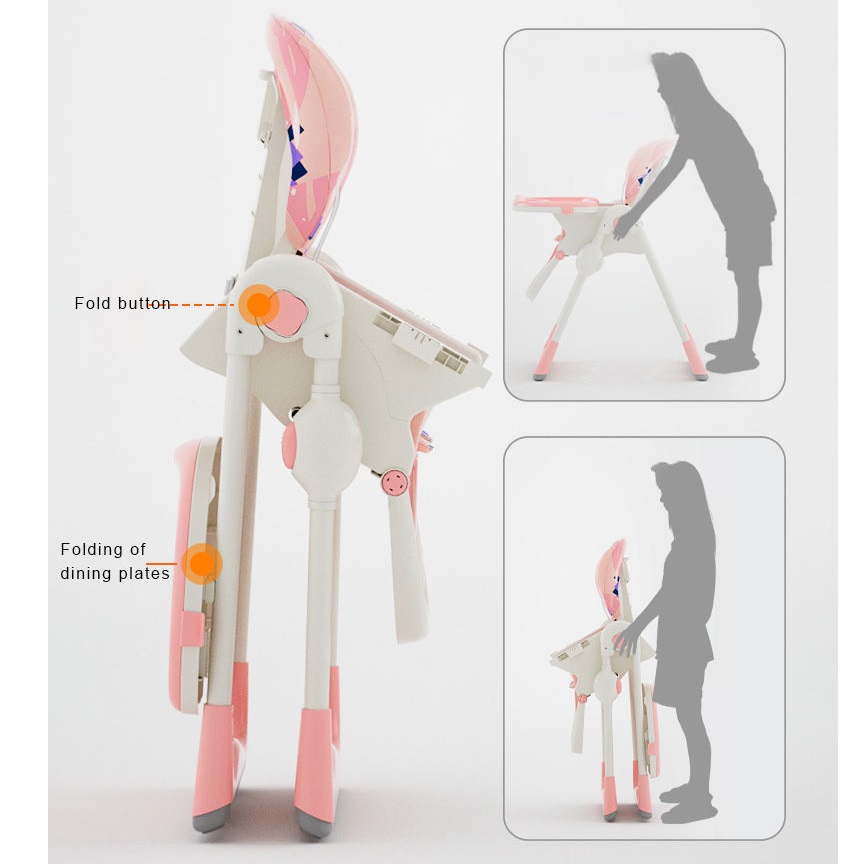 Foldable Baby Feeding Chair with Wheels