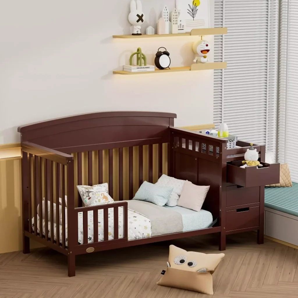 Adjustable Wooden infant bed with drawers WBB1221-6s_i2