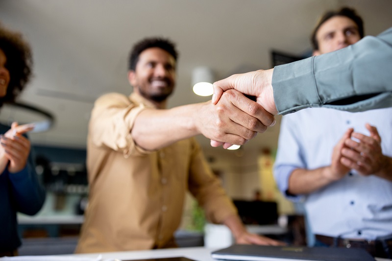 Close-up on a business handshake